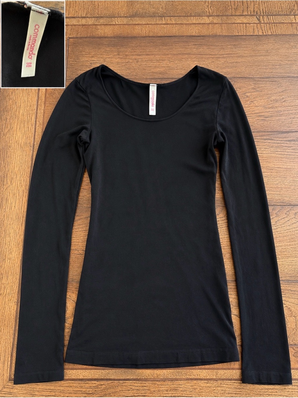 Commando Black Scoop Neck Long Sleeve Tee